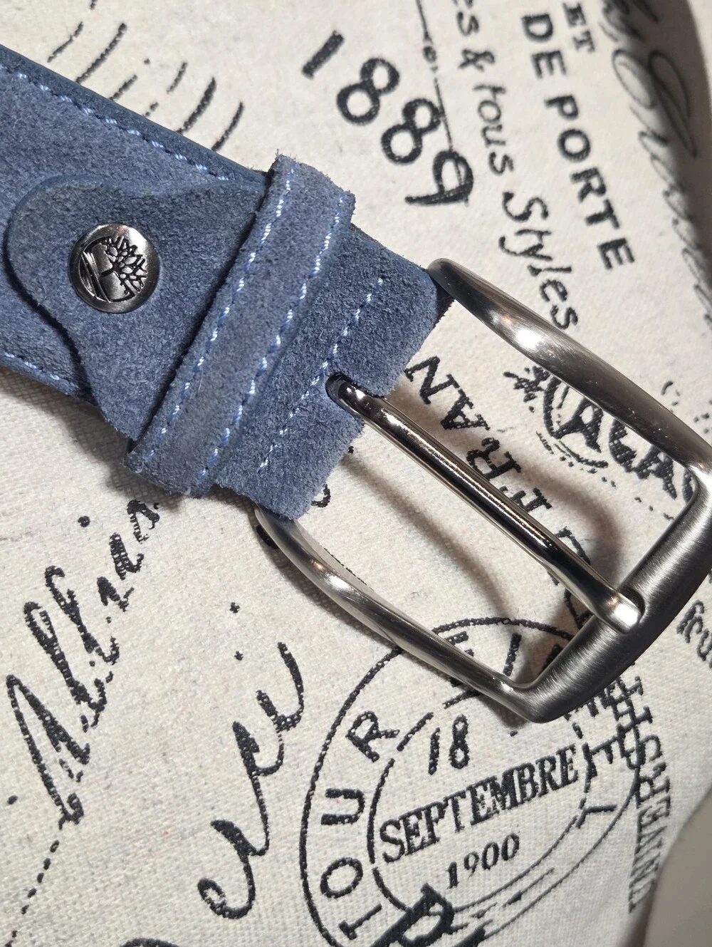 Timberland Blue Leather Belt Size M Made in Italy M4100 414